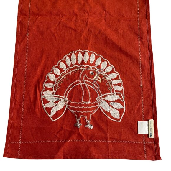 Pottery Barn Kids Turkey Applique Table Runner 17x70"  Thanksgiving Fall Deco - Picture 7 of 8